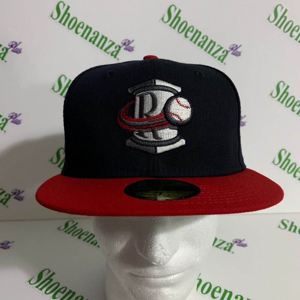 New Era 59Fifty Hat MiLB Rome Braves Baseball Fitted Cap Navy Blue Red 7 1/4